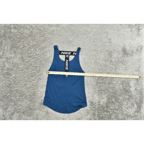 Nike XS Blue Polyester Activewear Top - Women Tank Top PRO Dri Fit Gym Run - Picture 4 of 8